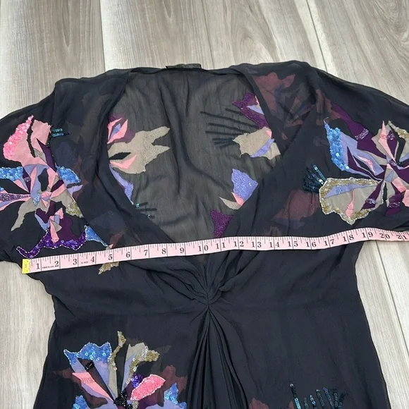 All Saints spitalfields sequin 100% silk sheer mini dress size 14 - Picture 10 of 11